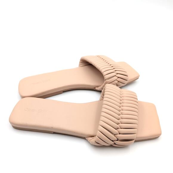 Open Edit Linx Slide Sandal Women's Woven Vamp Strap Beige Size US7M EU38 - Picture 3 of 10